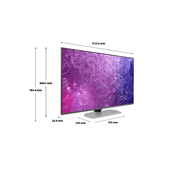 Dimension of Samsung Neo QLED TV(50 inch) QN90C with silver sharp neck hexagon stand