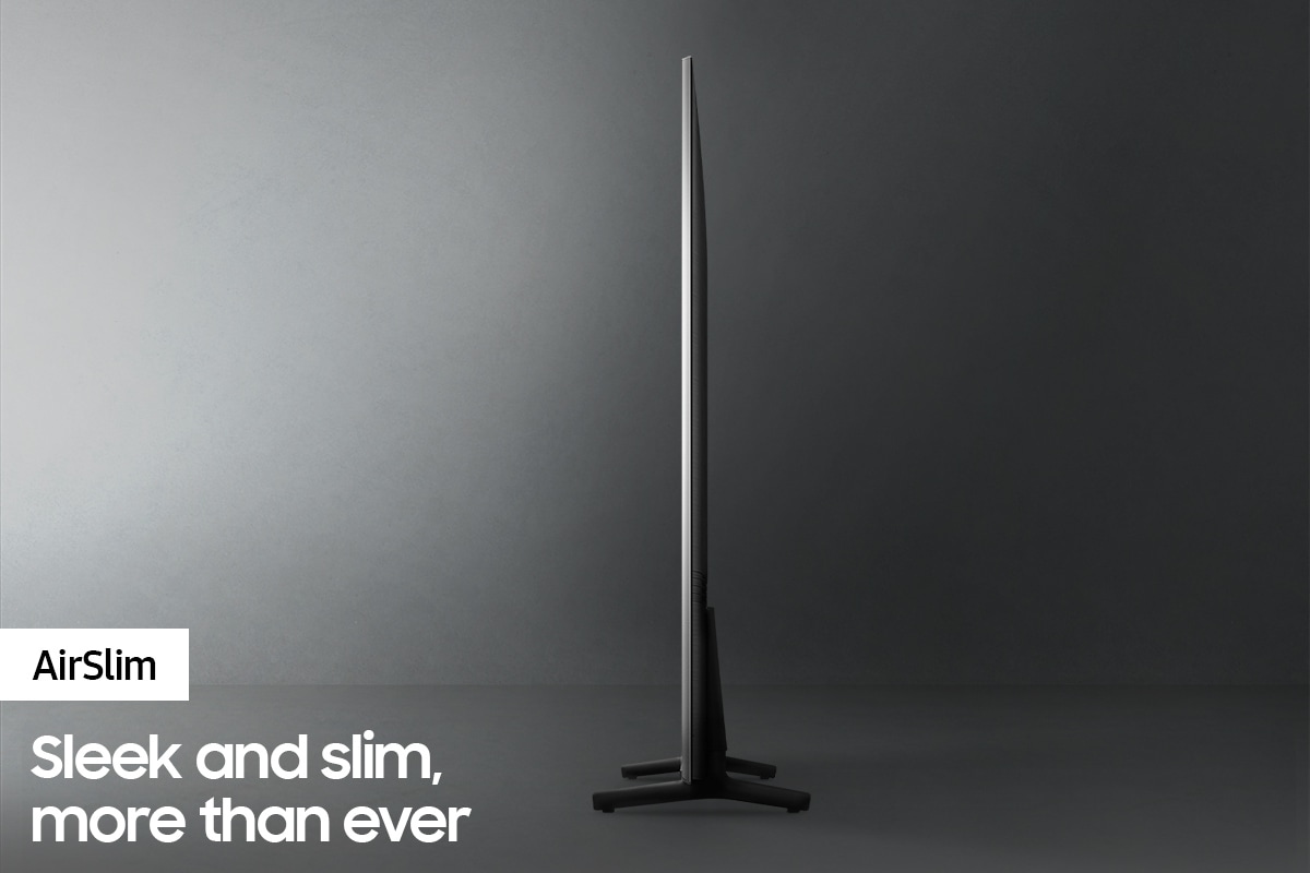 Profile view of QLED TV Q60A shows ultra slim design of QLED TV AirSlim