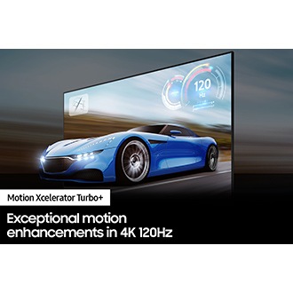 QLED TV Q70B with Motion Xcelerator Turbo+ shows the game screen clearly.