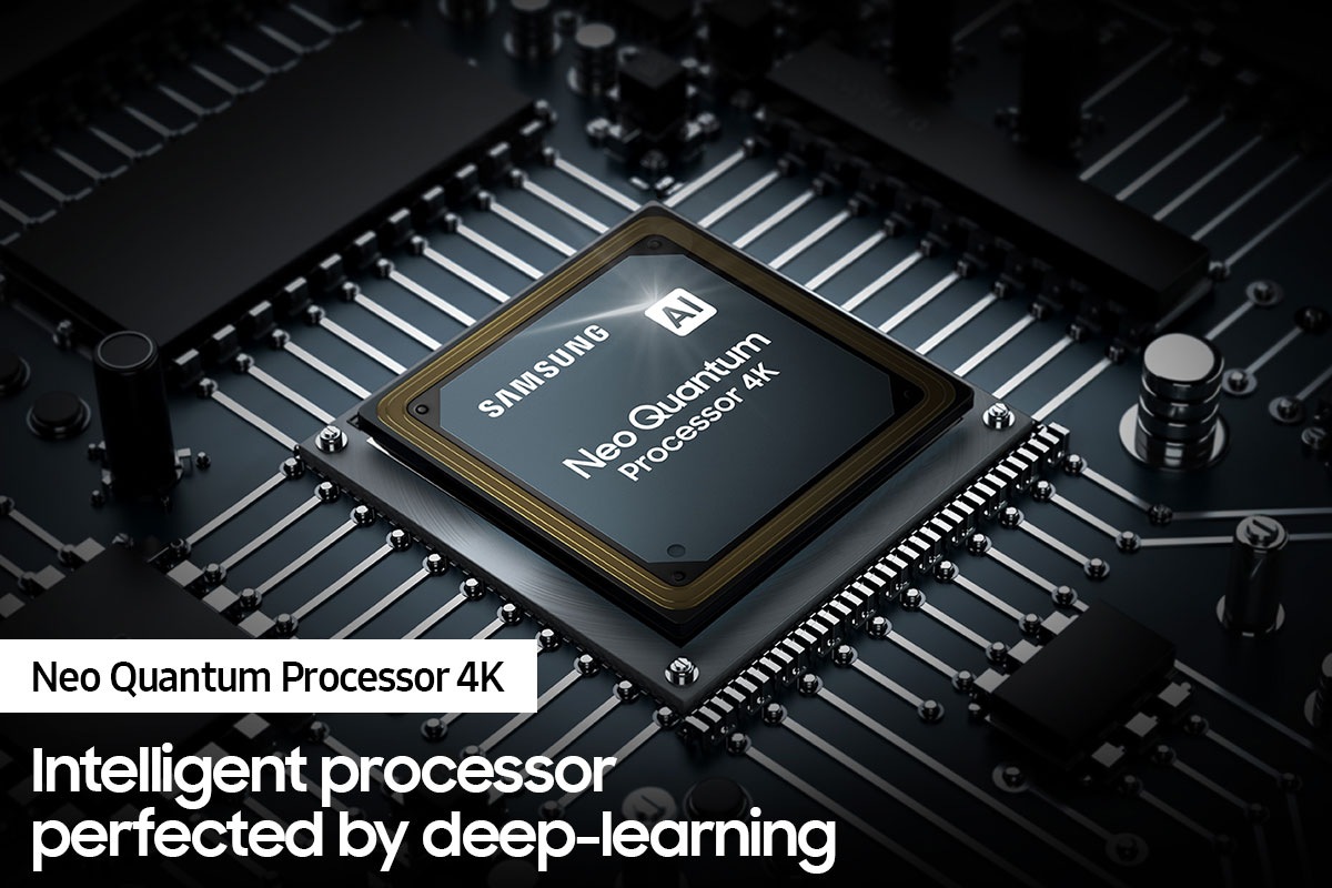 QLED TV QN90A with Samsung’s powerful Neo Quantum Processor 4K improves content.