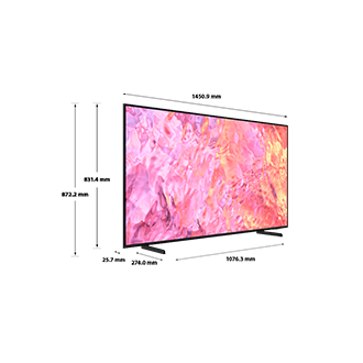 Dimension of Samsung QLED TV(65 inch) Q60C with gray branch stand