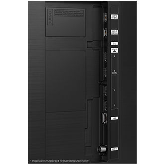 Samsung 2023 Neo QLED QN90C has USB, HDMI, LAN, antenna ports and etc. on the side.