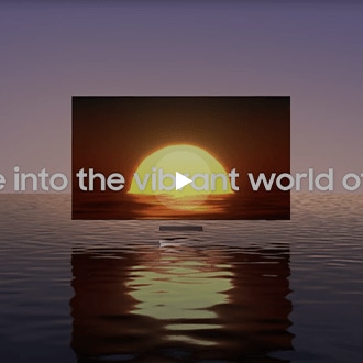 Flashy bright graphic is on display on a Neo QLED 8K TV screen.