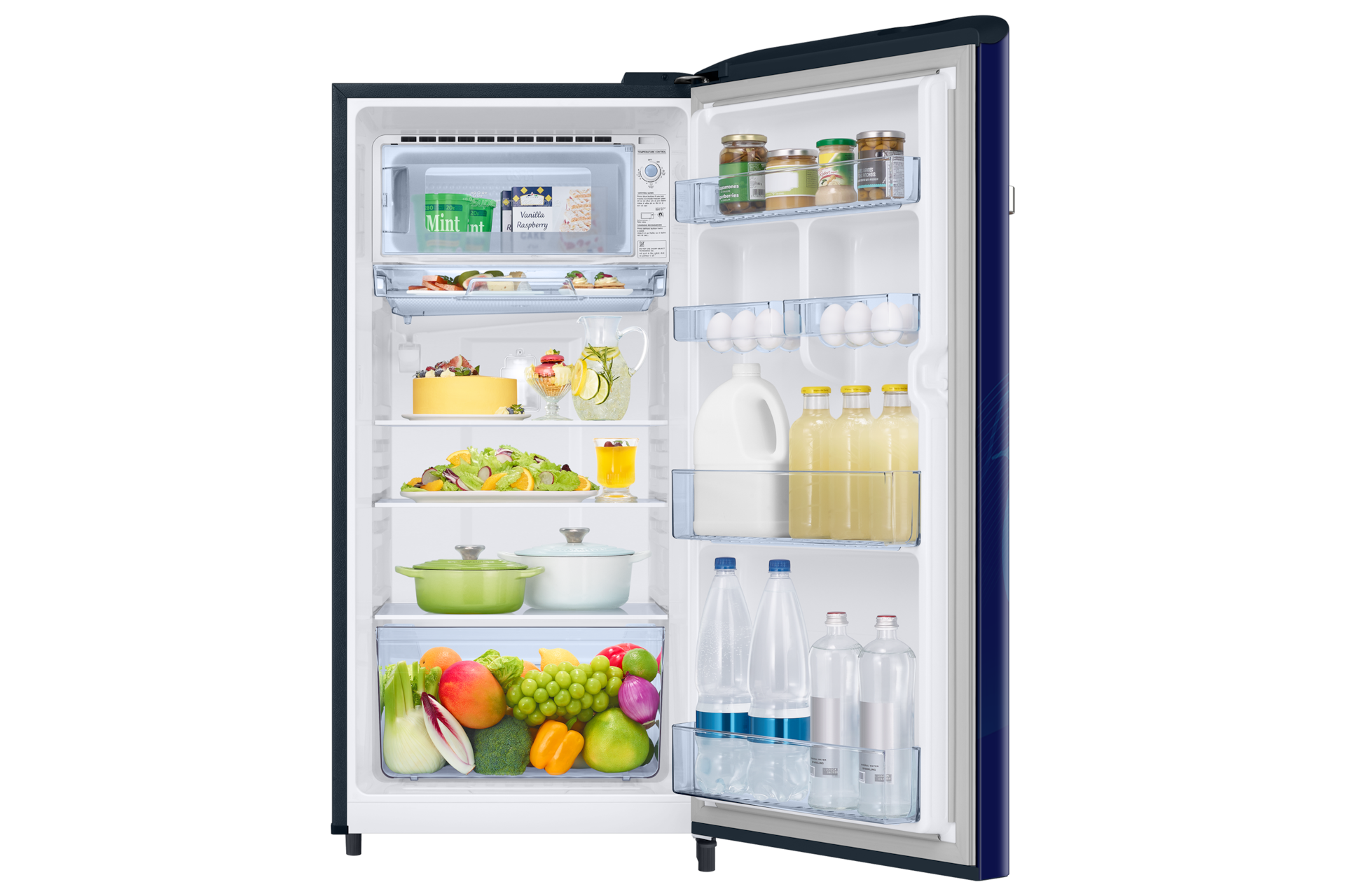 RR21H2G25BB, Single Door Refrigerator with Horizontal Curve Design 189 L Begonia Blue