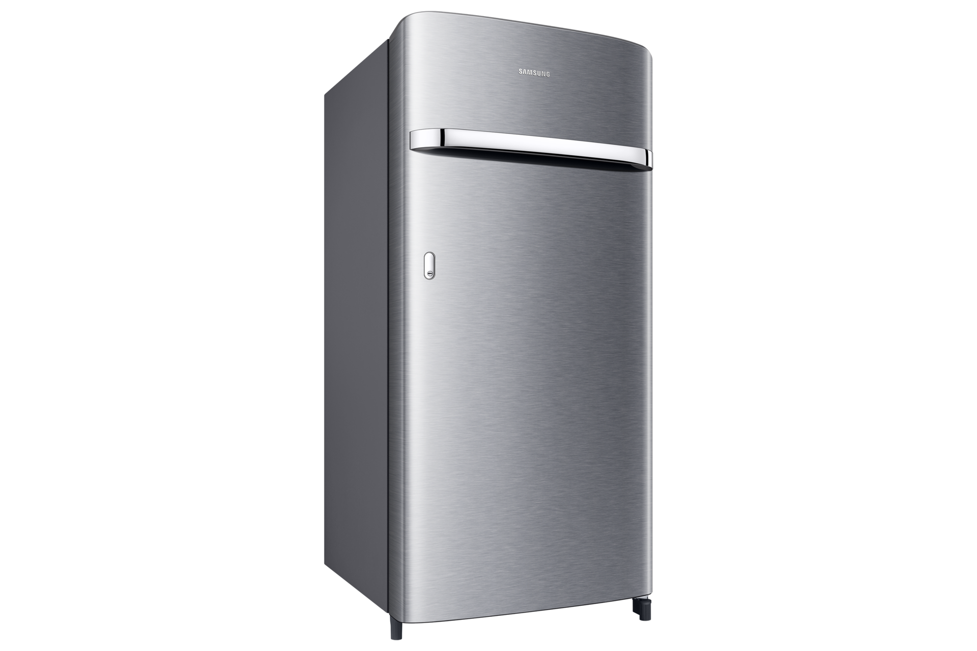 RR21H2G25S8, Single Door Refrigerator with Horizontal Curve Design 189 L L-Perspective Metallic Silver 