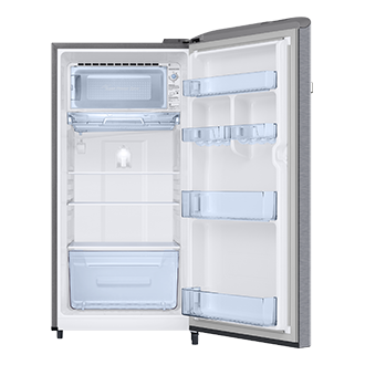RR21H2G25S8, Single Door Refrigerator with Horizontal Curve Design 189 L Front-Open-Without-Food Metallic Silver 