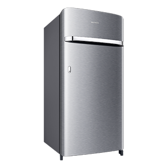 RR21H2G25S8, Single Door Refrigerator with Horizontal Curve Design 189 L L-Perspective Metallic Silver 