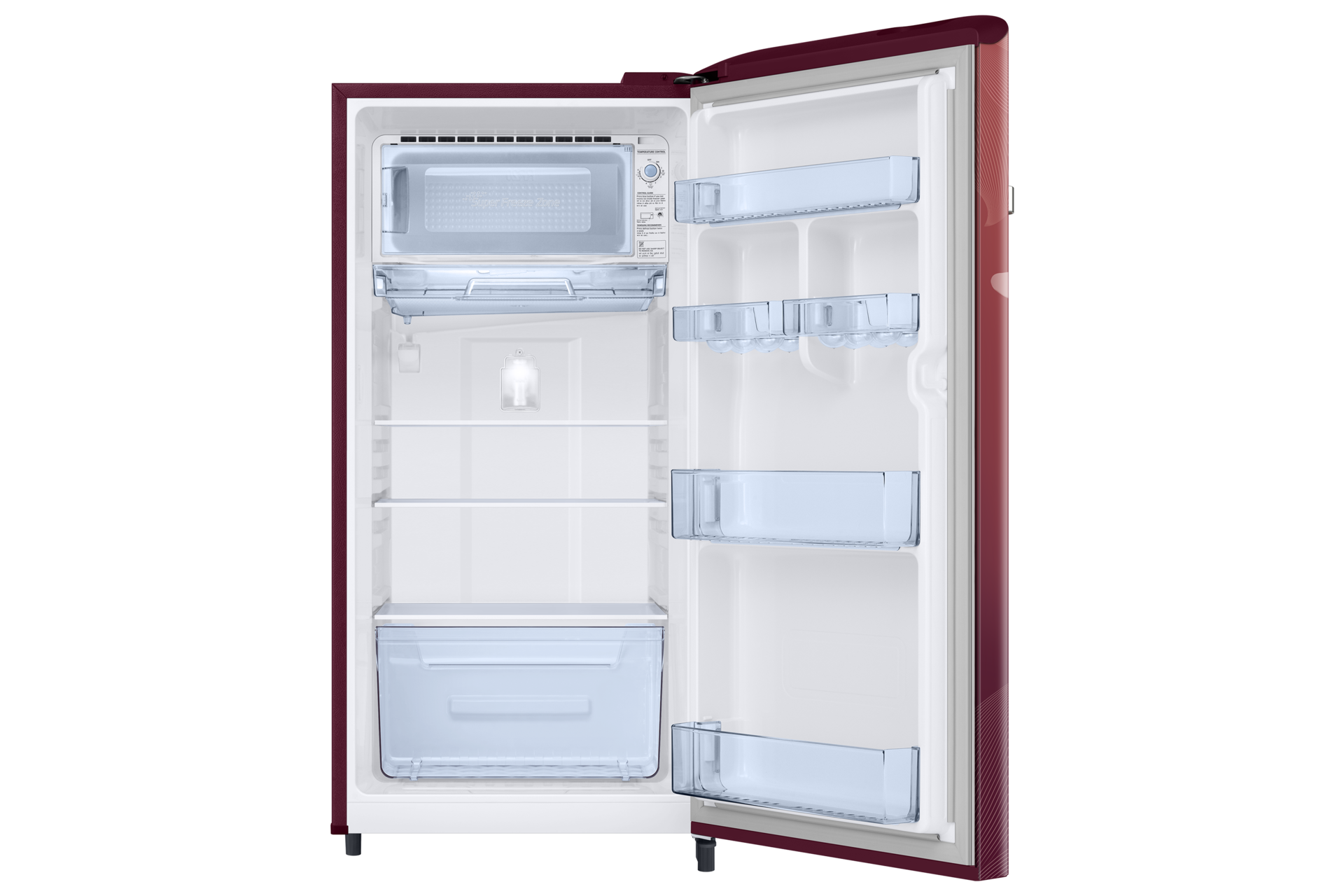 RR21H2G25WR, Single Door Refrigerator with Horizontal Curve Design 189 L Wild Lily Red