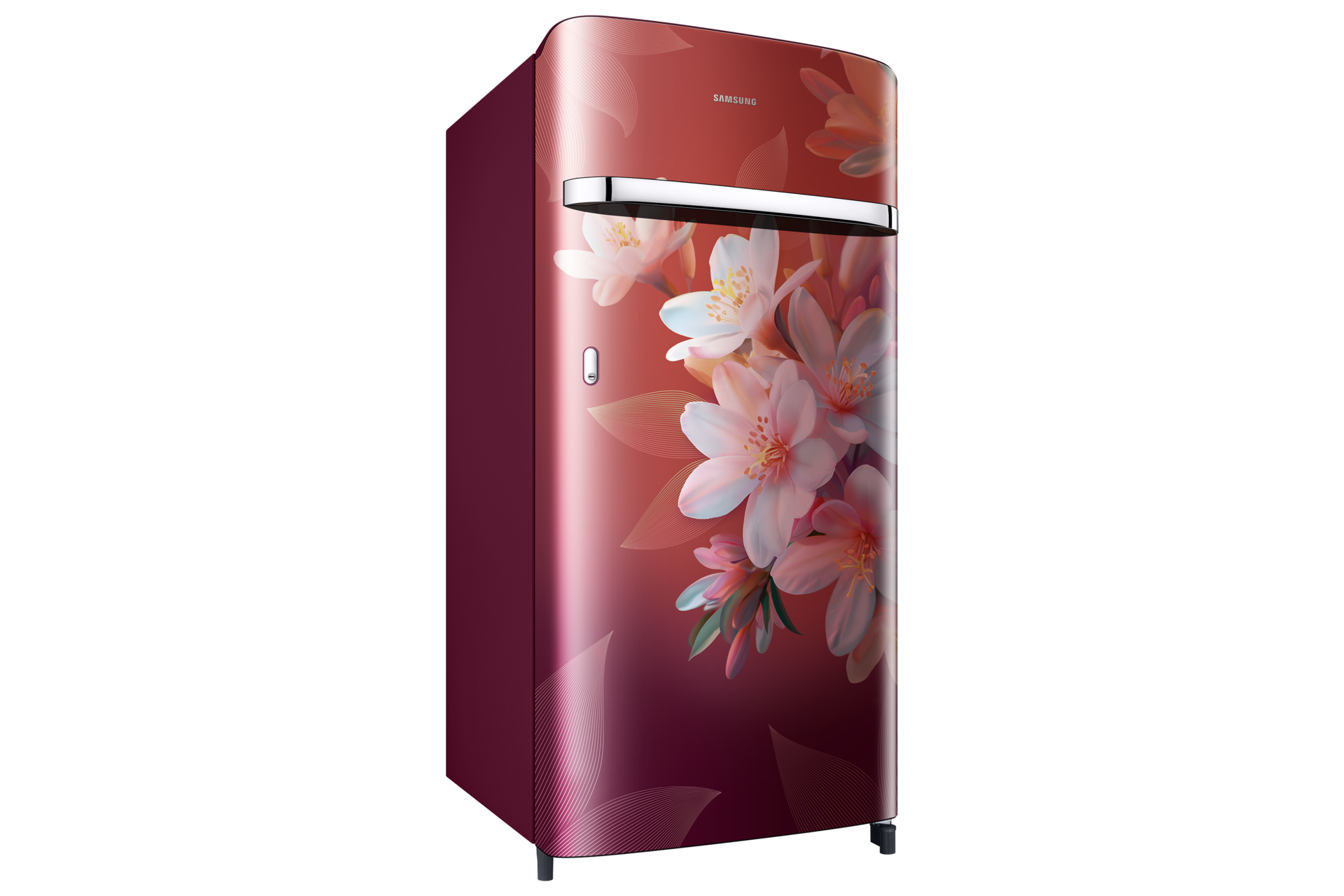 RR21H2G25WR, Single Door Refrigerator with Horizontal Curve Design 189 L Wild Lily Red