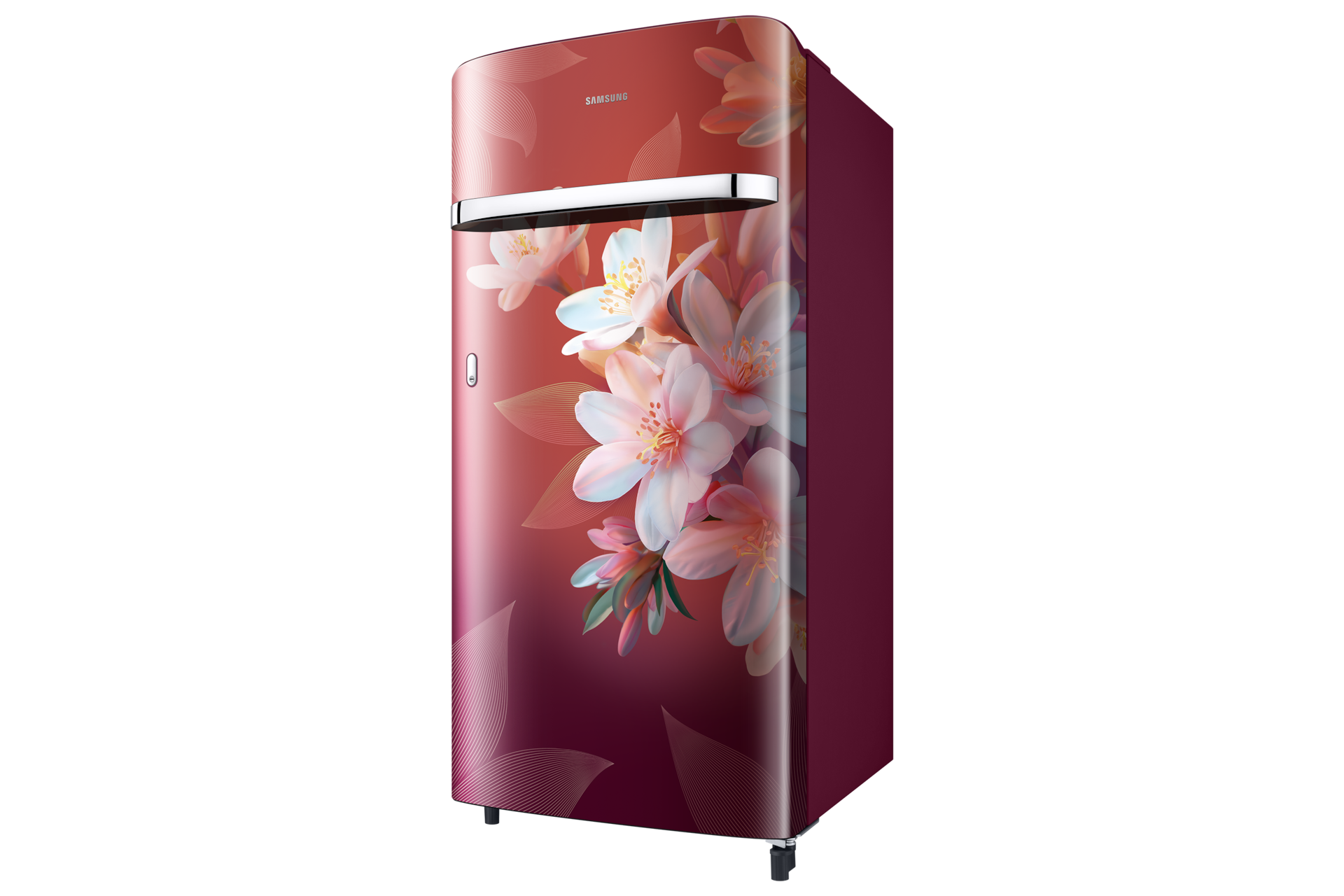RR21H2G25WR, Single Door Refrigerator with Horizontal Curve Design 189 L Wild Lily Red