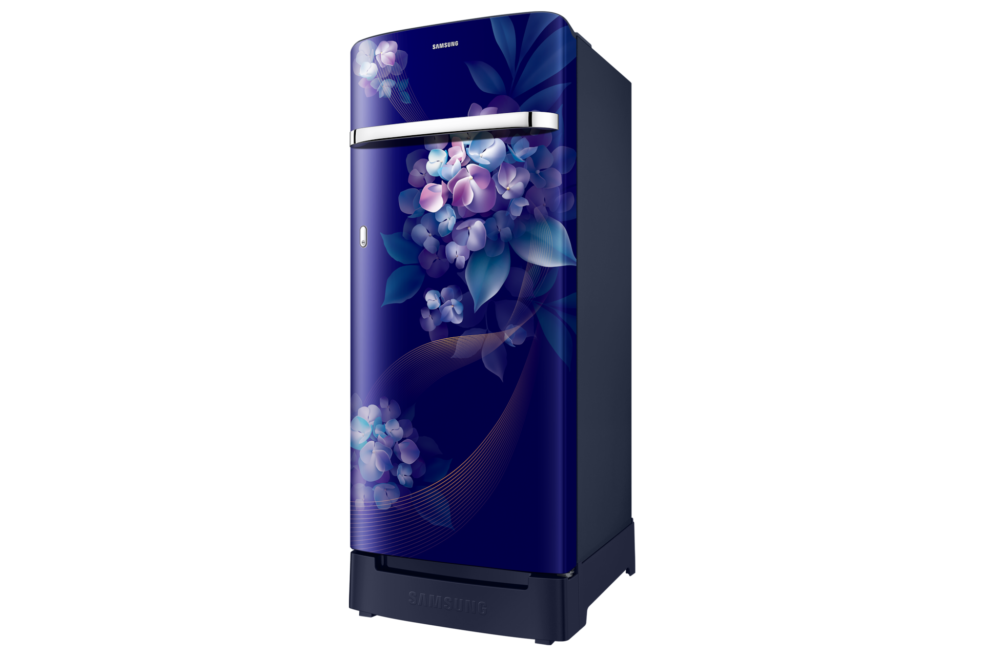 rr23h2h34hs, single door refrigerator with horizontal curve design 215 l aura blue