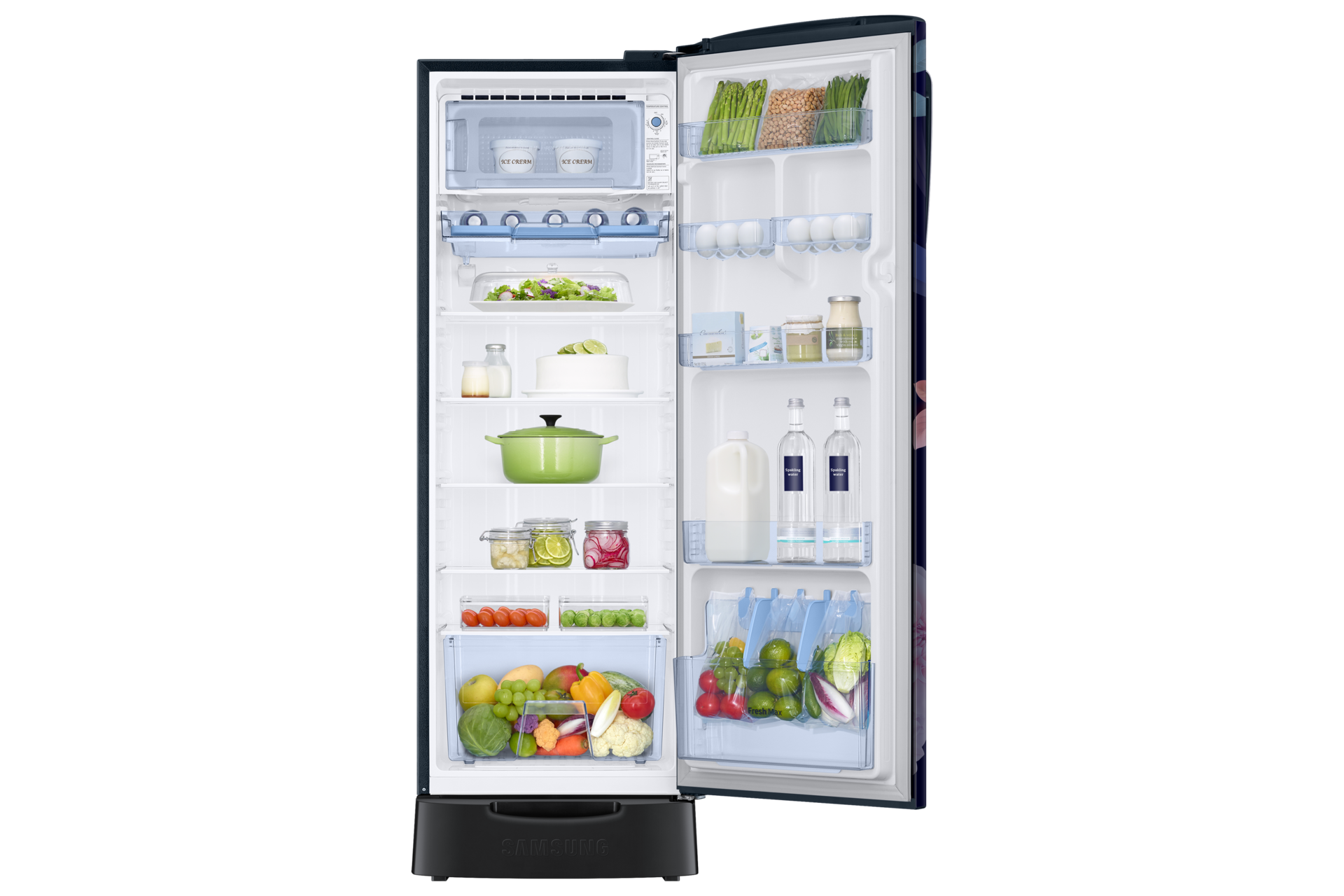 RR26H3832BB, Single Door Refrigerator with Stylish Grandé Design 246 L Begonia Blue