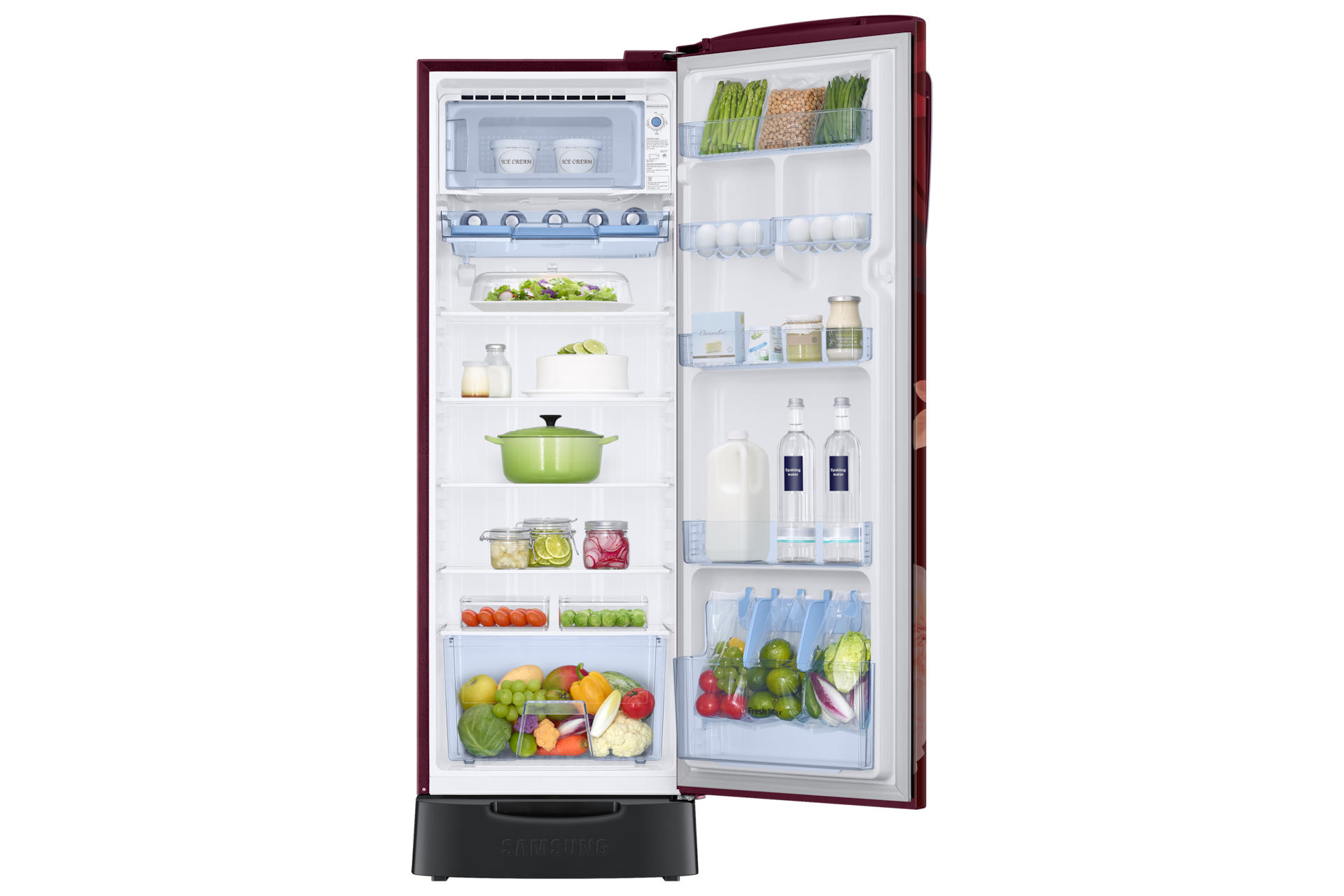RR26H3832BR, Single Door Refrigerator with Stylish Grandé Design 246 L Begonia Red