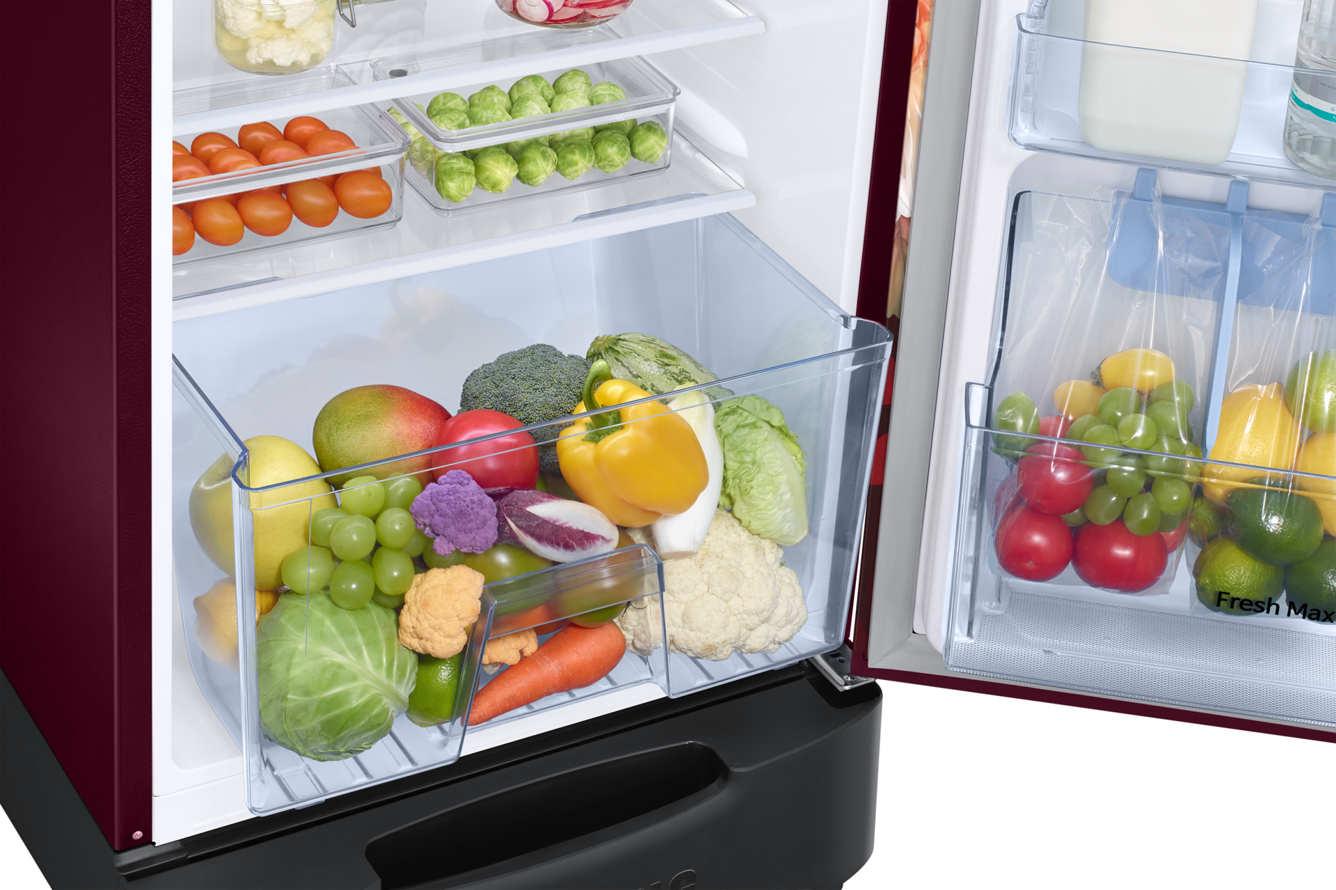 RR26H3832BR, Single Door Refrigerator with Stylish Grandé Design 246 L Begonia Red