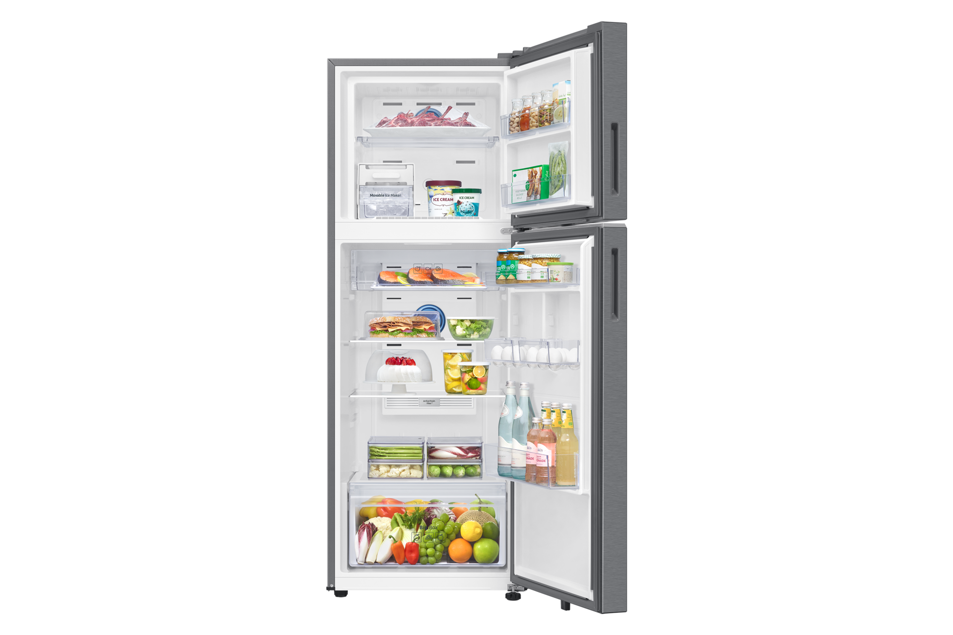 RT34HG5A42SL, Double Door Refrigerator with Bespoke AI 330 L Front-Open-With-Food Stainless Steel 