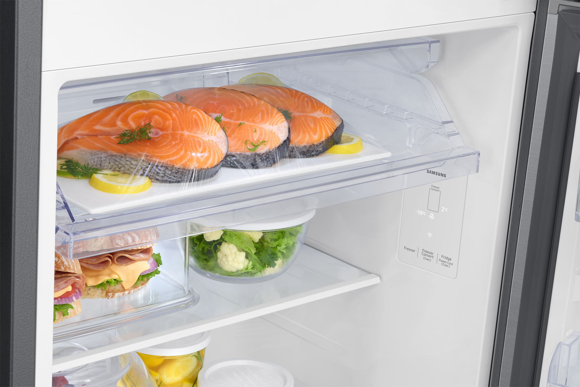 RT38HG5A23 RT6300DH Top Mount Freezer with  Twin Cooling Plus Detail-Freshroom Silver 
