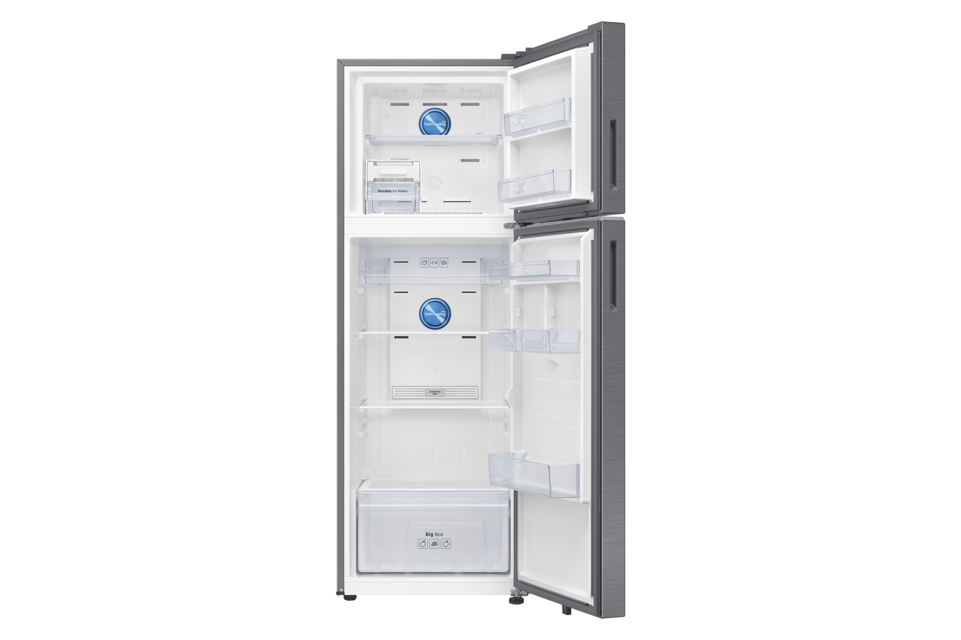 350 L Bespoke AI Double Door Refrigerator RT38HG5A42S8 Front-Open Silver 