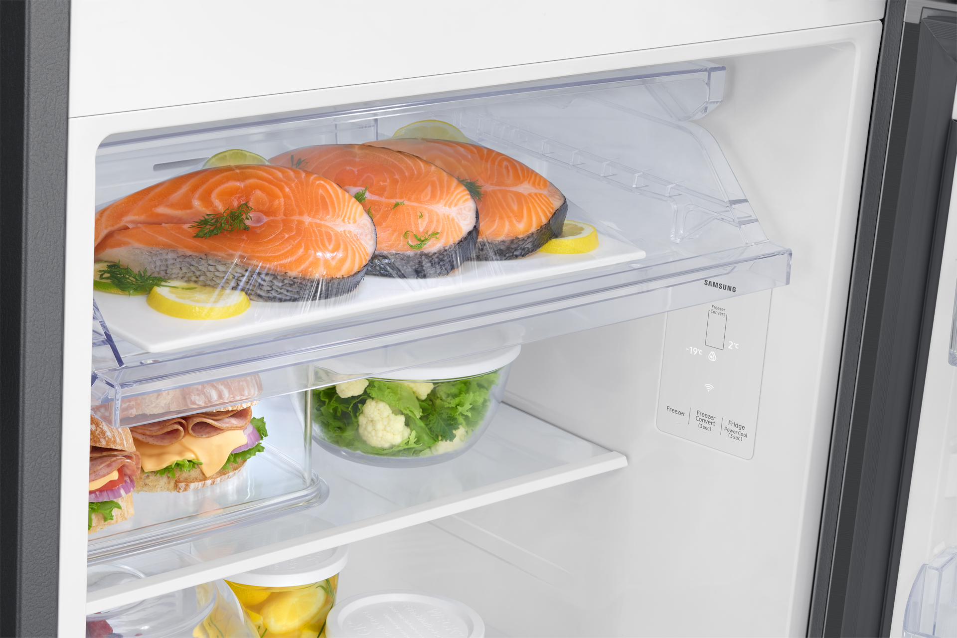 RT38HG5A43 RT6300DH Top Mount Freezer with  Twin Cooling Plus Detail-Freshroom Black Doi 