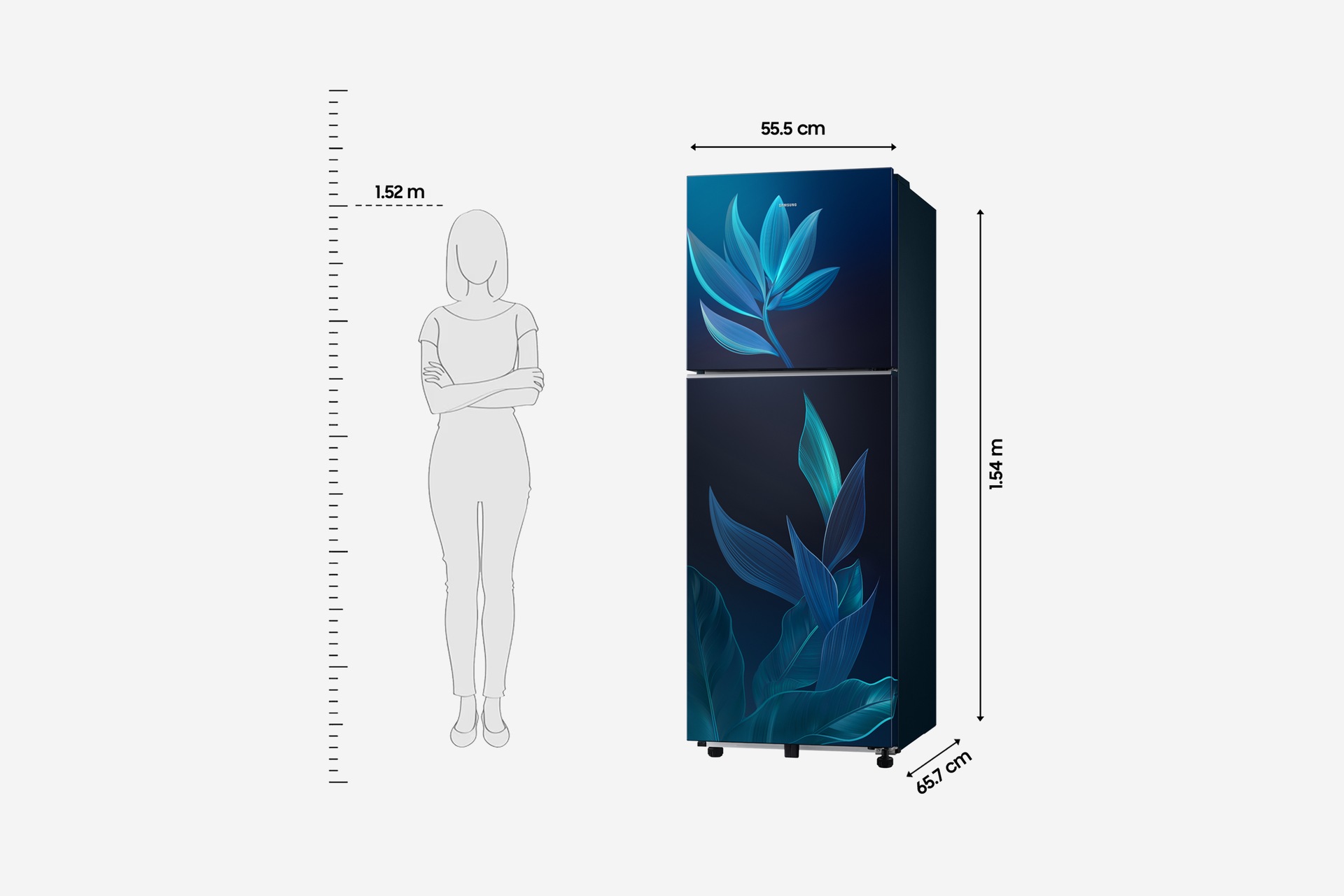 236 L Convertible Double Door Refrigerator RT40H28U2PB Paradise Bloom Blue
