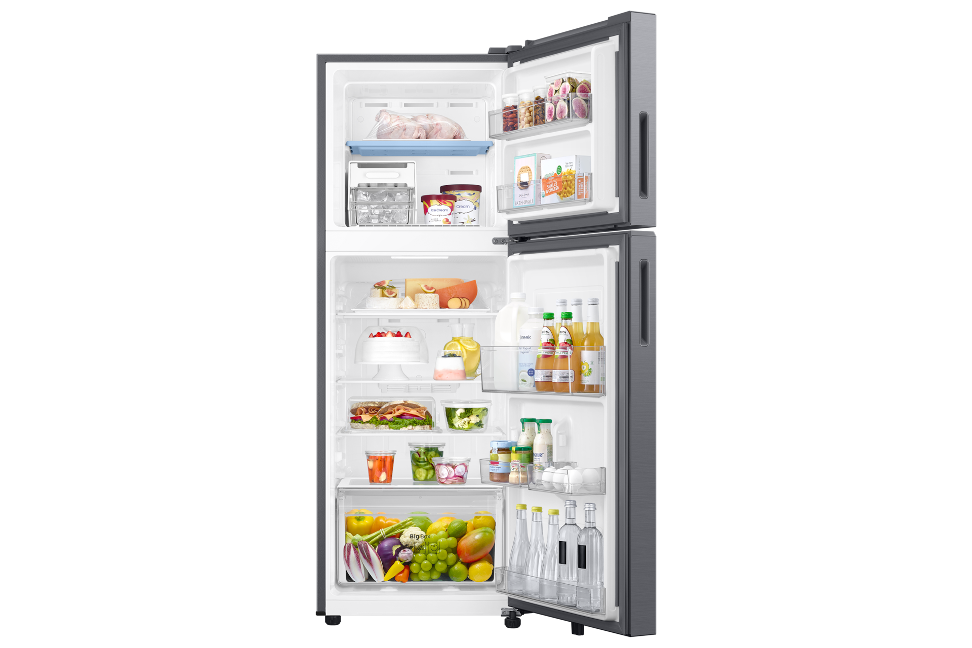 RT40H28U2 236 L Convertible Double Door Refrigerator RT40H28U2P Front-Open-With-Food1 Silver 