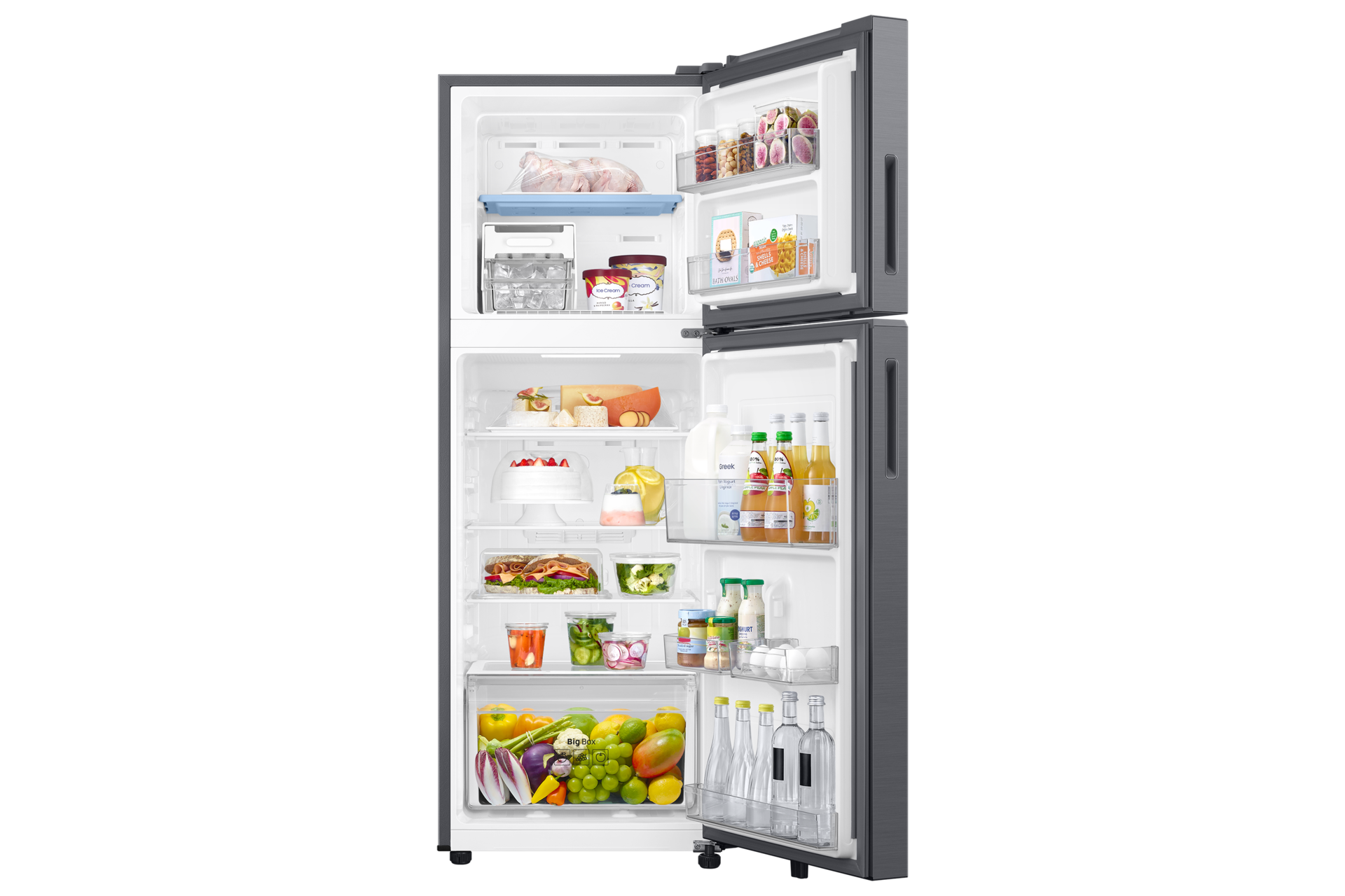 RT40H28U3 op Mounted Freezer Refrigerator 2-in-1 smart conversion 265L Front-Open-With-Food1 Silver 