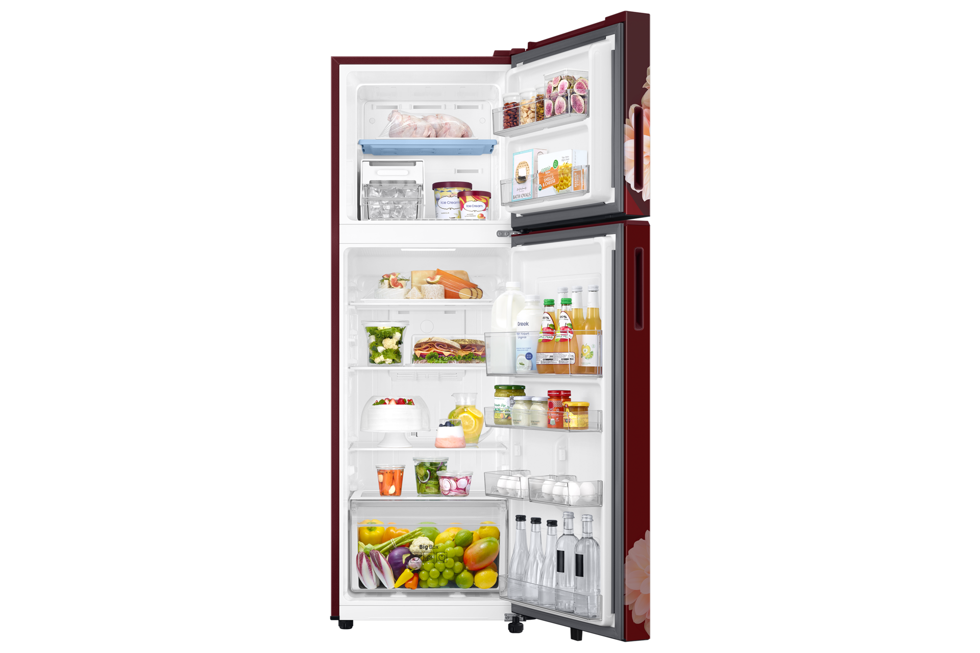 RT40H30U2 Top Mounted Freezer Refigerator 2-in-1 smart conversion 256L Front-Open-With-Food1 Red 