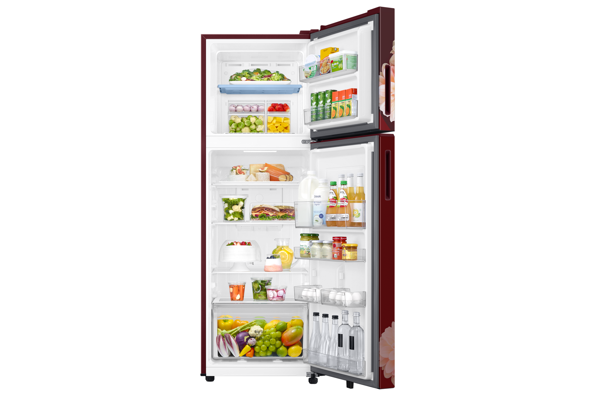 RT40H30U2 Top Mounted Freezer Refigerator 2-in-1 smart conversion 256L Front-Open-With-Food2 Red 
