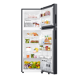RT40H30W2P Top Mounted Freezer Refigerator All-Around Cooling 236L Front-Open-With-Food1 Black 