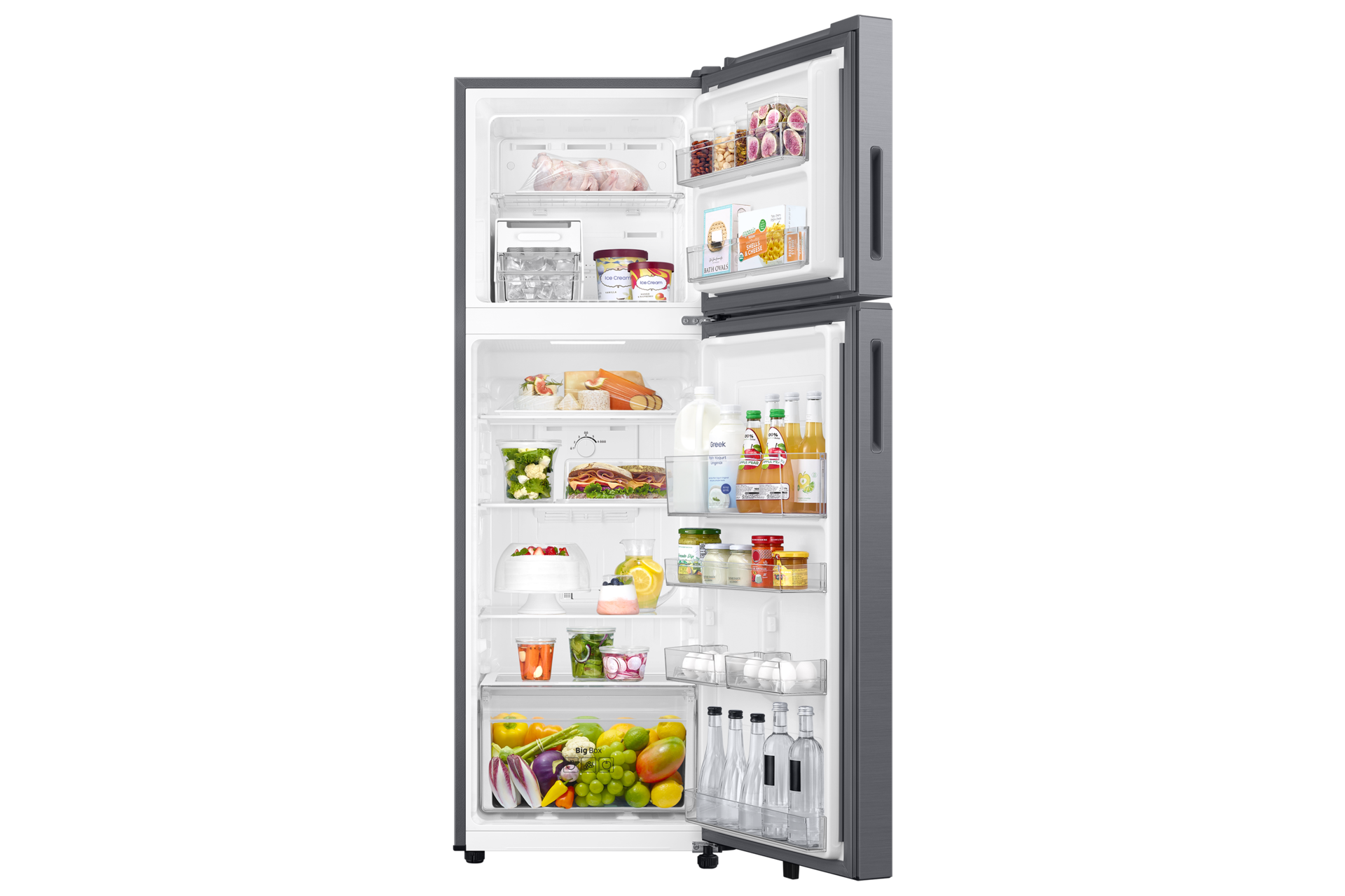 RT40H30W2P Top Mounted Freezer Refigerator All-Around Cooling 236L Front-Open-With-Food1 Silver 