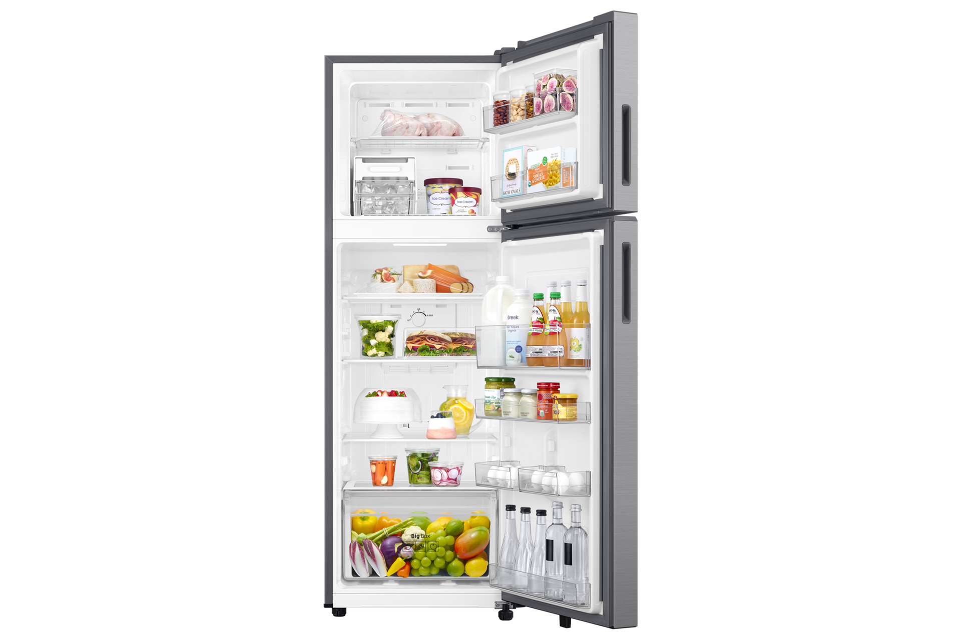 RT40H30W2P Top Mounted Freezer Refigerator All-Around Cooling 236L Front-Open-With-Food1 Silver 