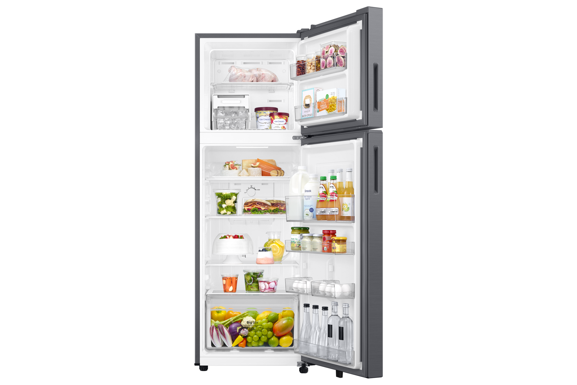 RT40H30W3 Double Door Refrigerator with All Around Cooling Front-Open-With-Food1 Silver 