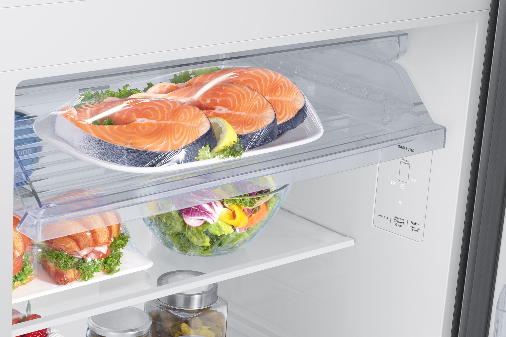 396 L Bespoke AI Double Door Refrigerator RT41HG6A22S8 Detail-Freshroom Silver 