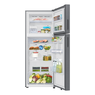 396 L Bespoke AI Double Door Refrigerator RT41HG6A22S8 Front-Open-With-Food Silver 