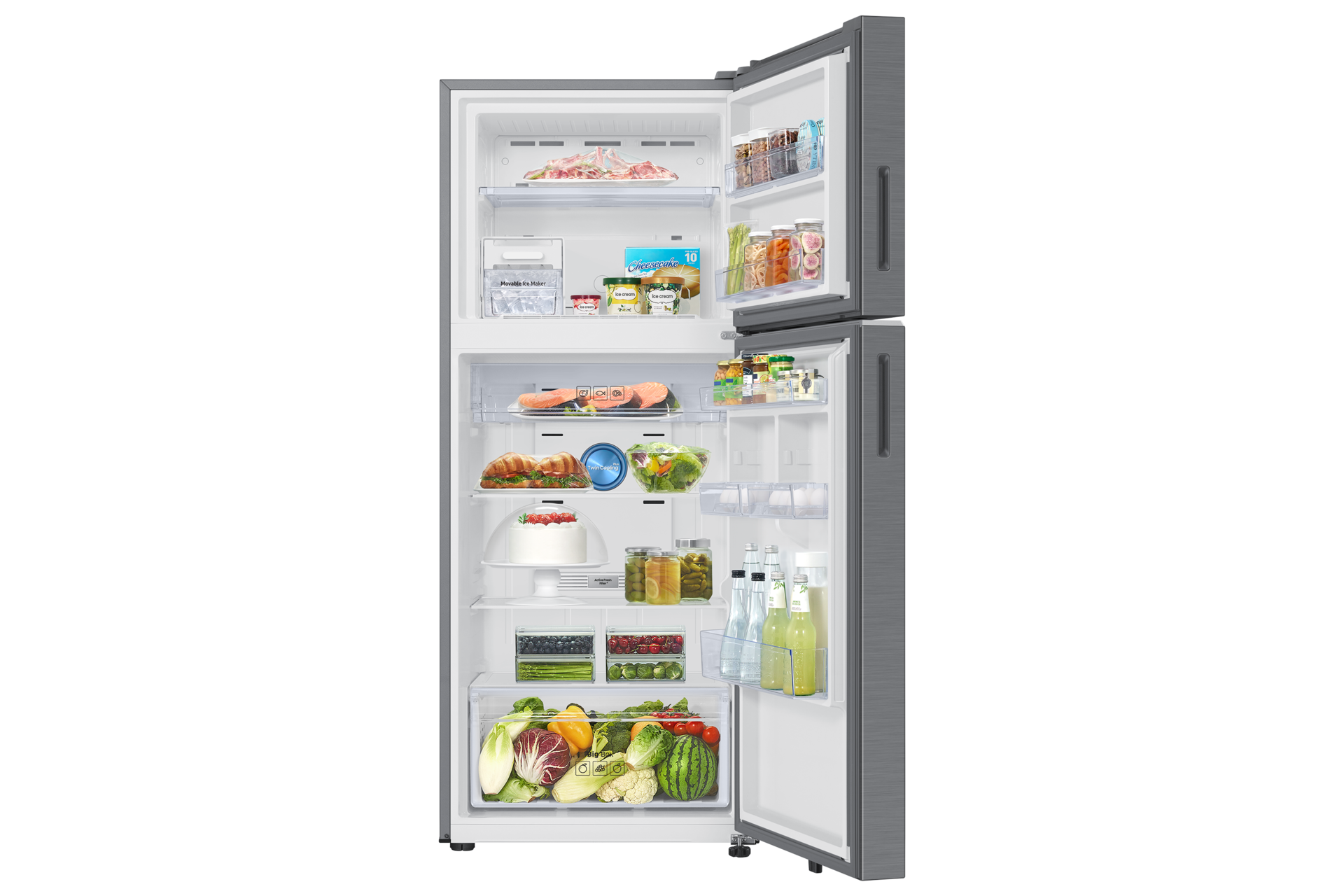 396 L Bespoke AI Double Door Refrigerator RT41HG6A42SL EZ Clean Steel