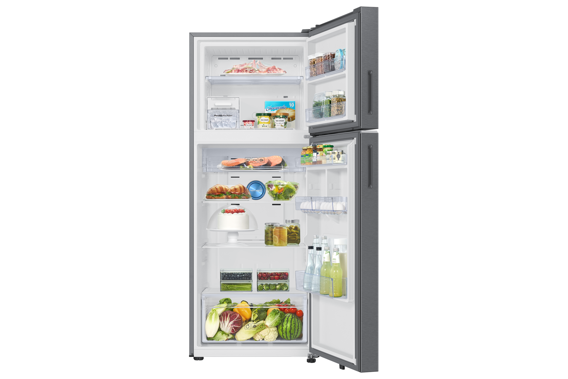 419 L Bespoke AI Double Door Refrigerator RT45HG6A22S8 Elegant Inox