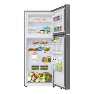 419 L Bespoke AI Double Door Refrigerator RT45HG6A22SL Front-Open-With-Food Silver 