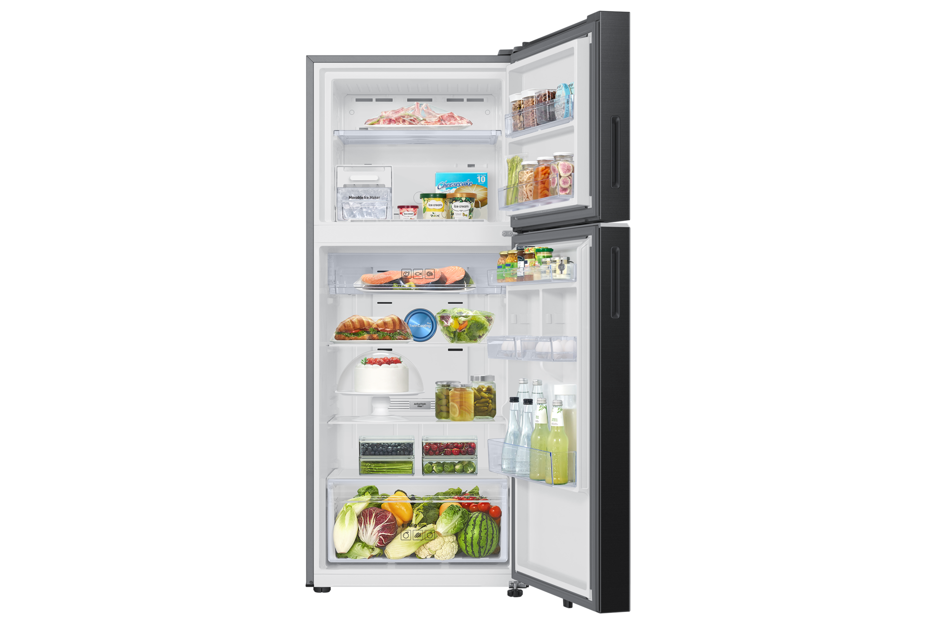 RT45HG6A43 RT6300DH Top Mount Freezer with  Twin Cooling Plus Front-Open-With-Food Black 