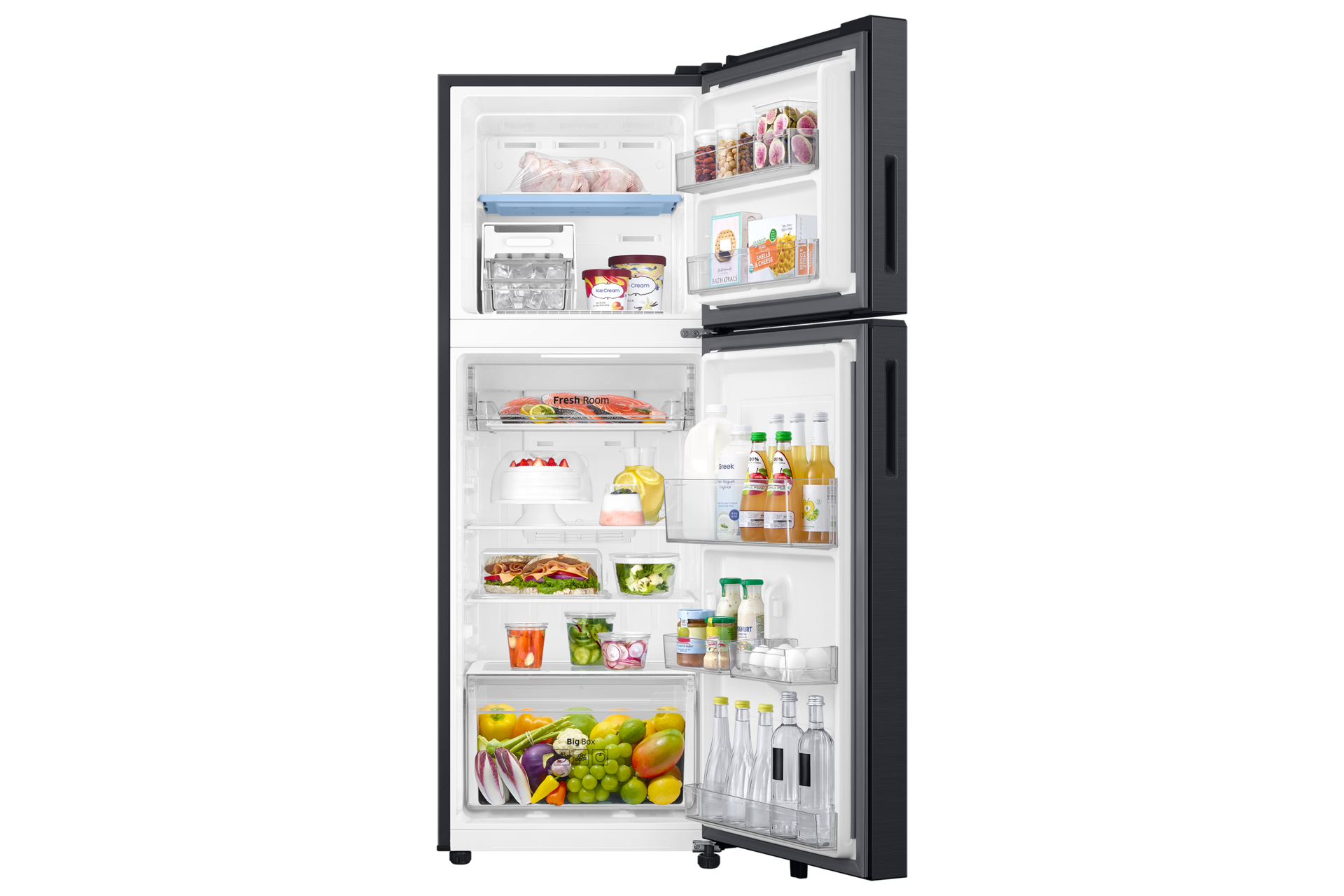 RT80H28U2F Double Door Refrigerator with Bespoke AI Front-Open-With-Food1 Black 