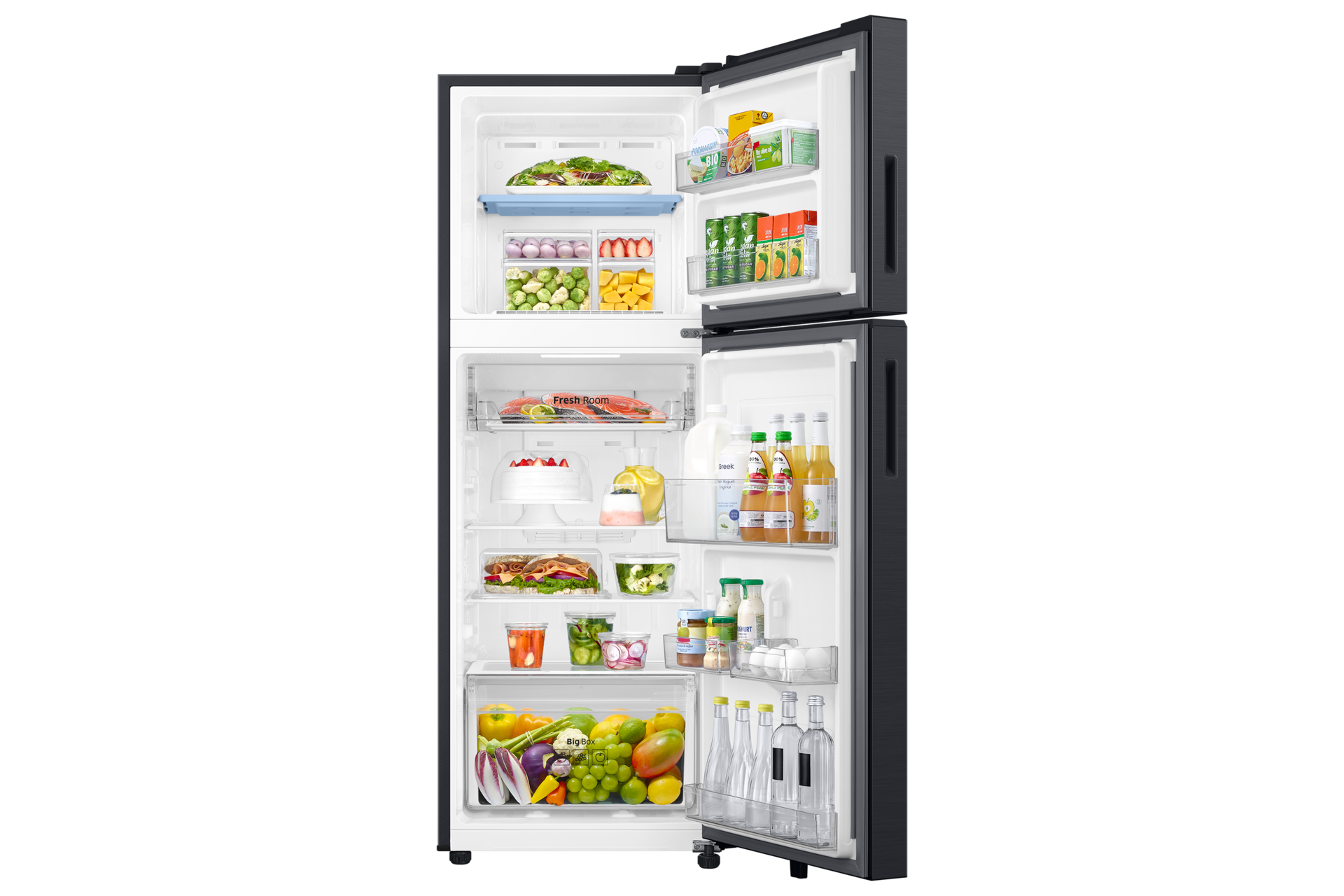 RT80H28U2F Double Door Refrigerator with Bespoke AI Front-Open-With-Food2 Black 