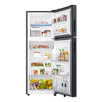 RT80H28U2F Double Door Refrigerator with Bespoke AI Front-Open-With-Food1 Black 