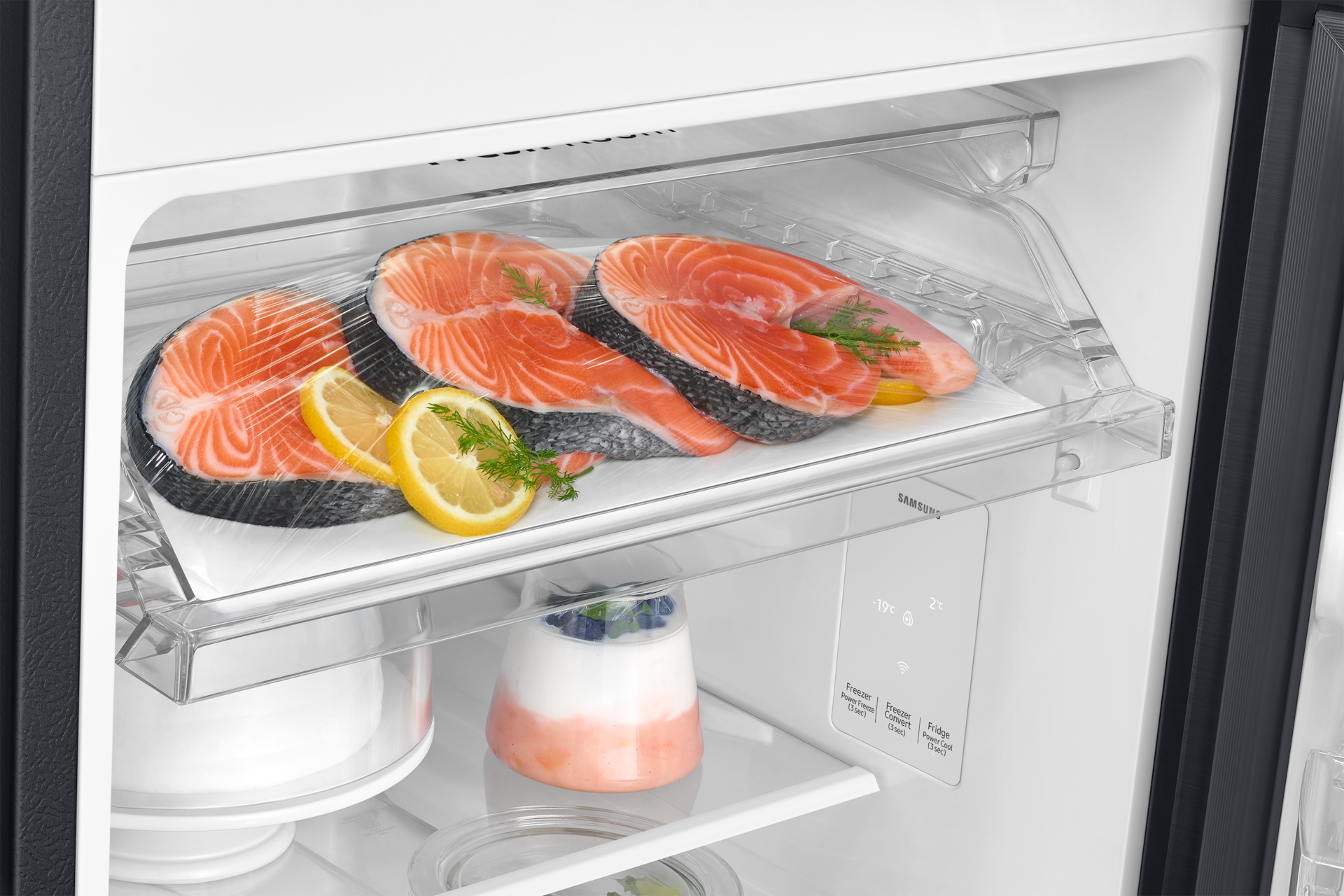 RT80H30U3 Top Mounted Freezer Refigerator AI Energy Mode 256L Detail-Freshroom Black 