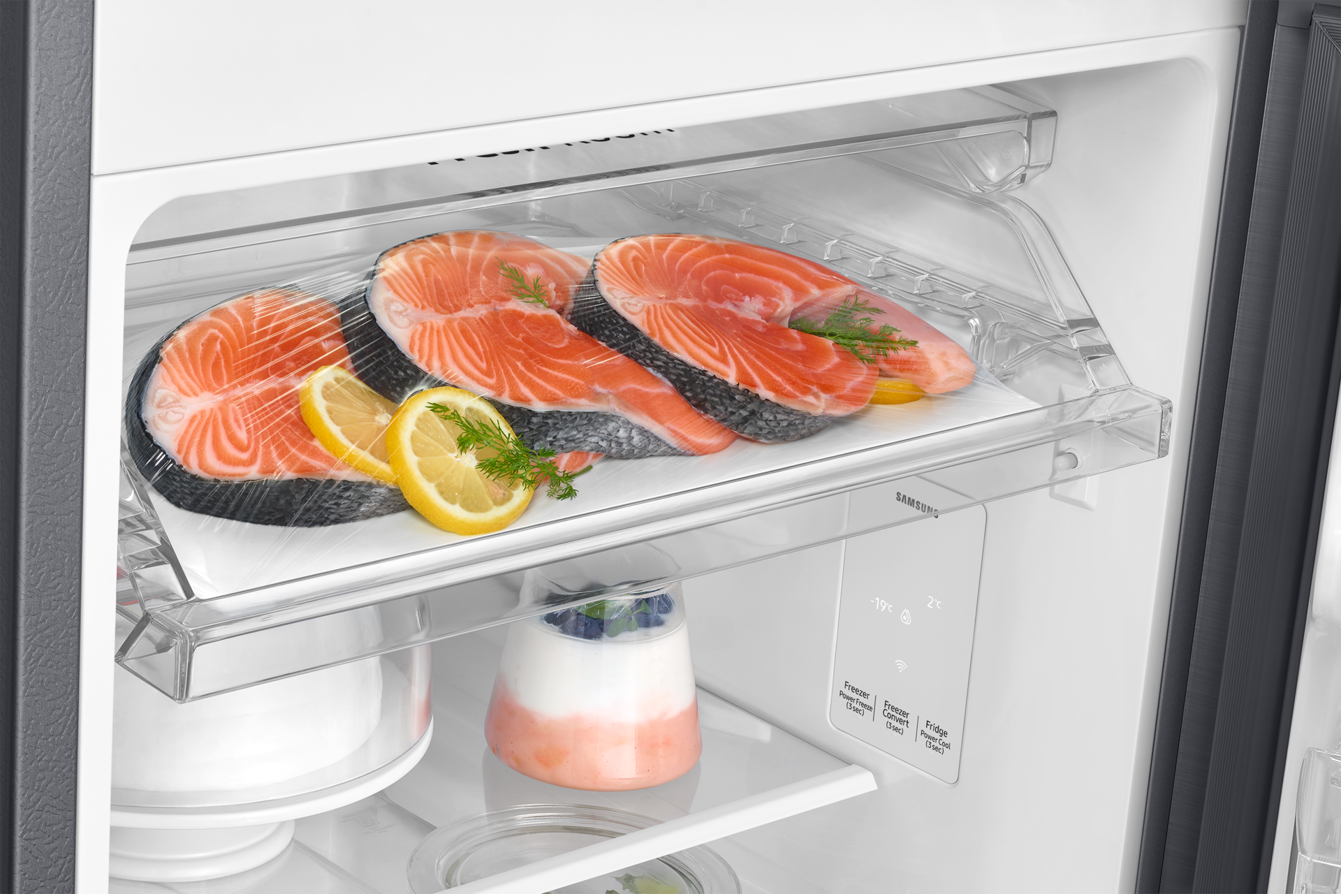 RT80H30U3 Top Mounted Freezer Refigerator AI Energy Mode 256L Detail-Freshroom Silver 