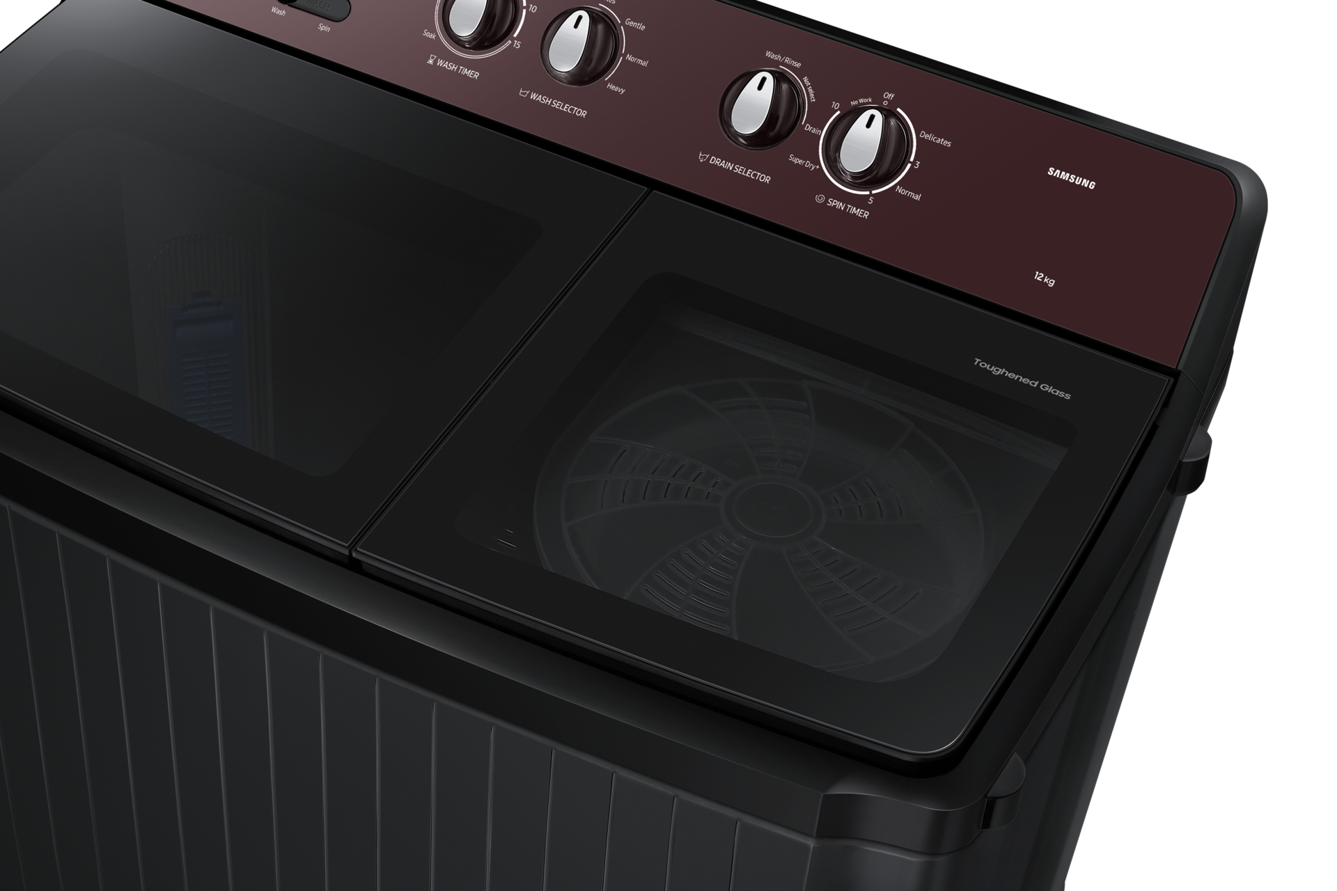 12.0 kg Semi Automatic Washing Machine with Toughened Glass Lid, WT12F4560RB Detail4 Wine 