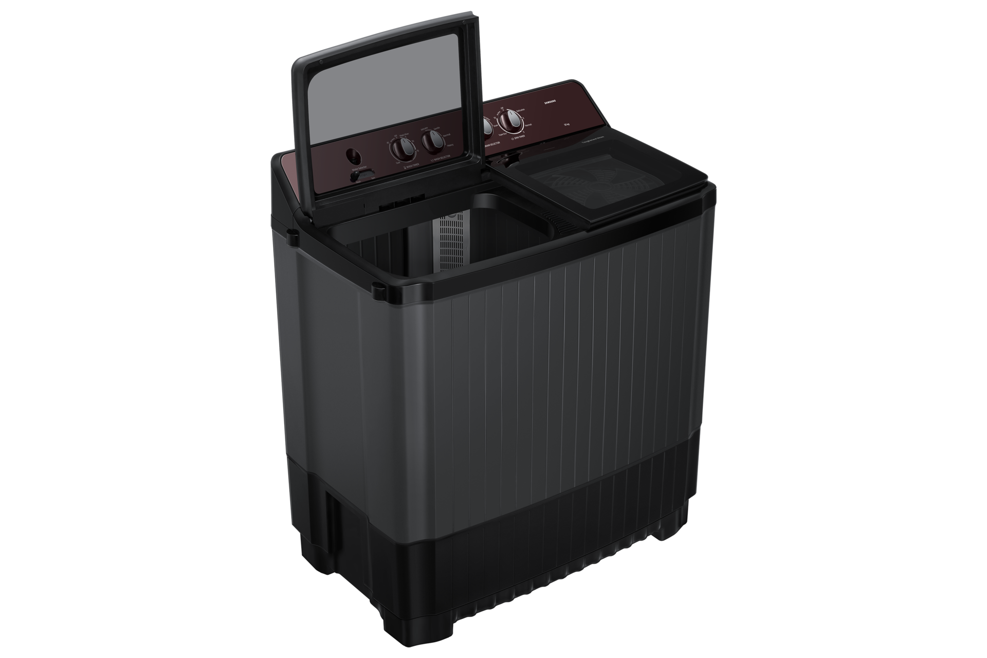 12.0 kg Semi Automatic Washing Machine with Toughened Glass Lid, WT12F4560RB Wash-Tray-Open Wine 