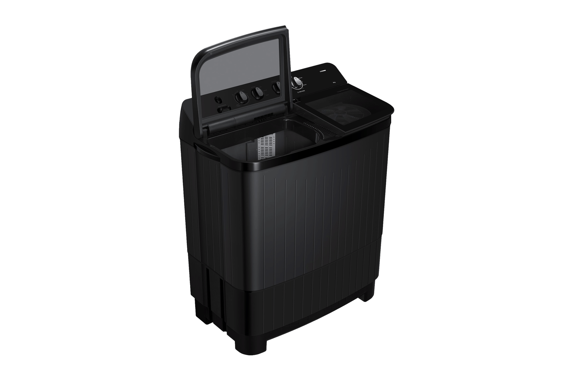 8.0 kg Semi Automatic Washing Machine with Toughened Glass Lid, WT80F4560GD Wash-Tray-Open Black 