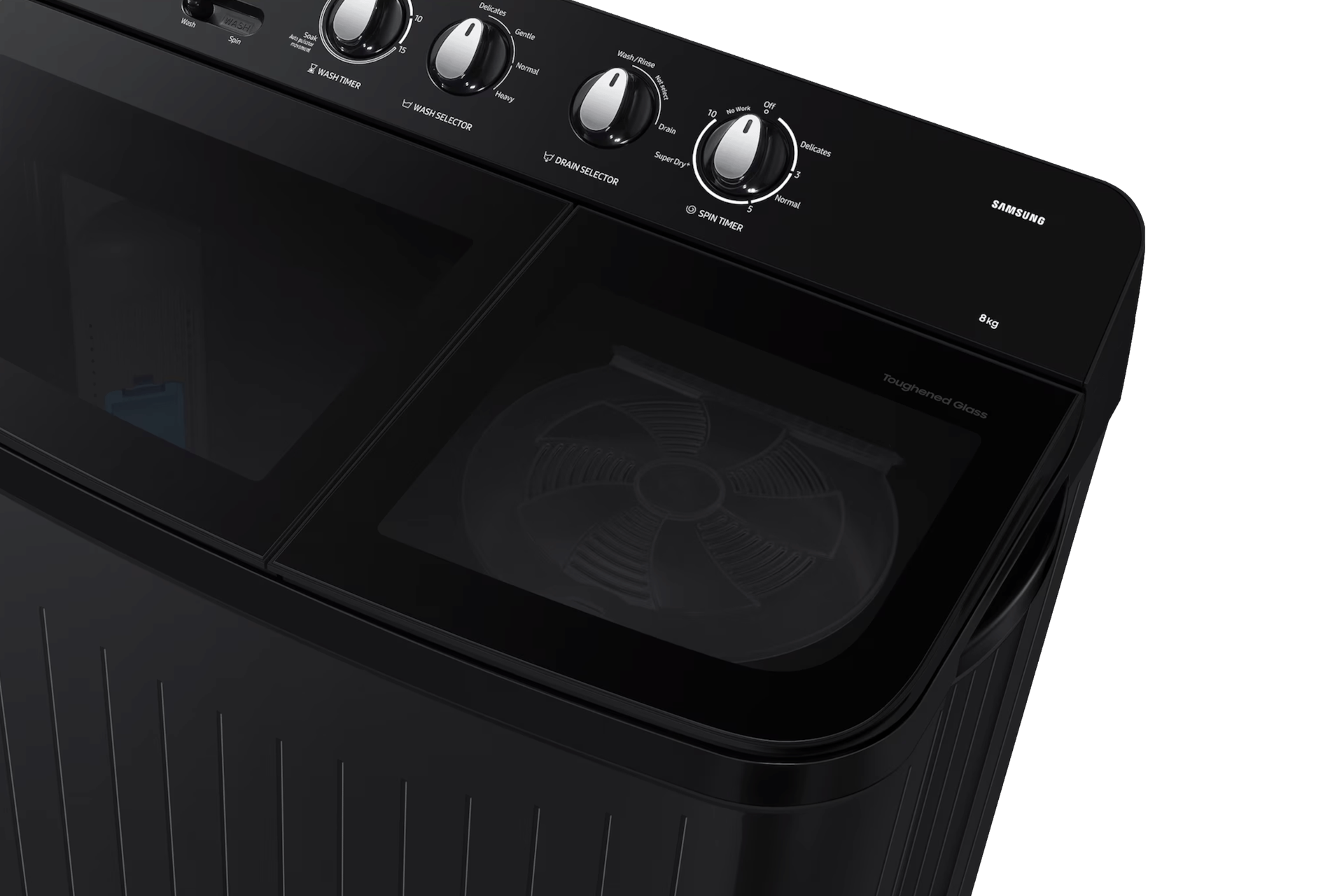 8.0 kg Semi Automatic Washing Machine with Toughened Glass Lid, WT80F4560GD Detail4 Black 