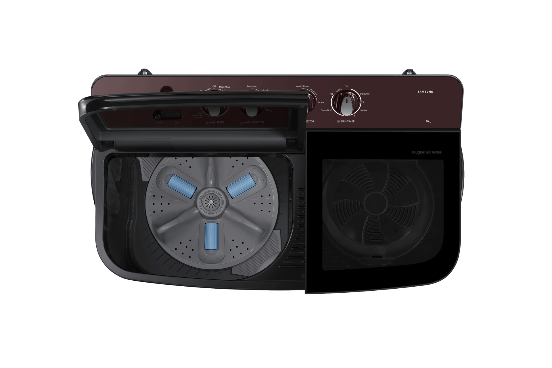 8.0 kg Semi Automatic Washing Machine with Toughened Glass Lid, WT80F4560GD Top Wine 