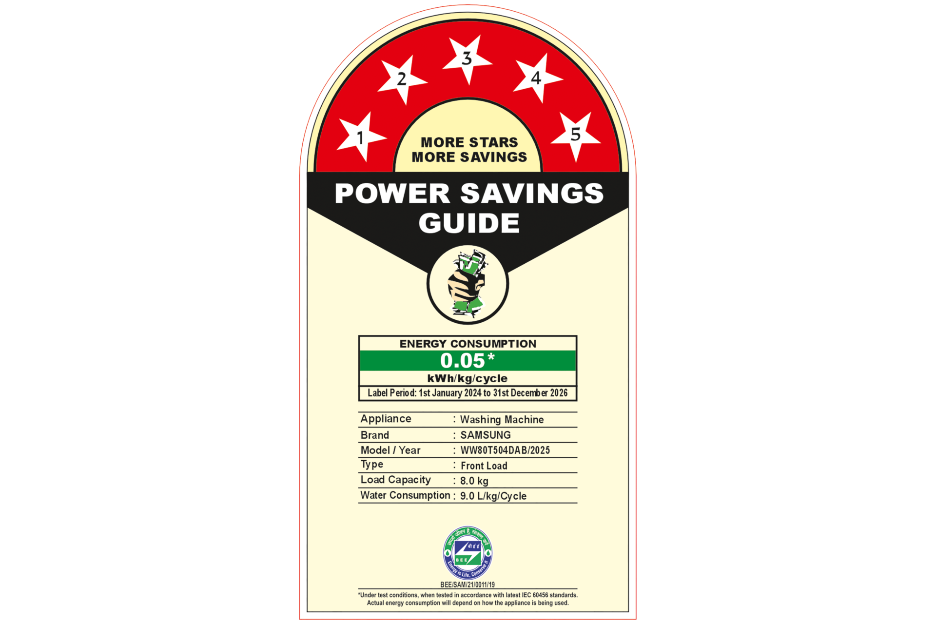 8.0 kg Ecobubble™ Front Load Washing Machine with AI Control, Hygiene Steam & SmartThings Connectivity, WW80T504DAB Black Caviar