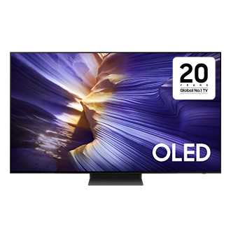 {size}" OLED S90F 4K Samsung Vision AI Smart TV (2025) Front Black 