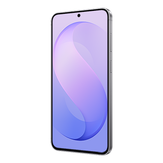 Galaxy S26 FE به رنگ بلوبری از نمای جلو، با زاویه 30 درجه راست